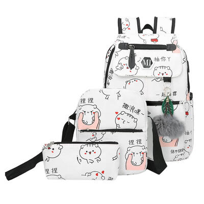 

3pcsSet Cute Cartoon Print Women Men Canvas Backpacks Shoulder School Bags
