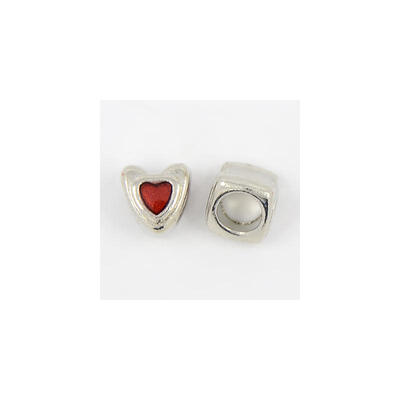 

Alloy Enamel European Beads Large Hole Heart Beads Mothers Day Gifts Making Platinum Color Lead Free&Cadmium Free