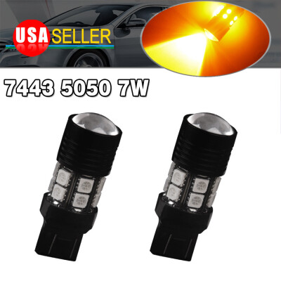 

2Pcs 7443 7440 12SMD AmberYellow 7W LED Tail Brake Turn Signal LED Light bulbs