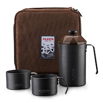 

Outdoor Aluminum Alloy Coffee Maker Combo with Cups 600ml Travelling Coffee Pot 160ml Coffee Cups Portable Low-profile Teapot for