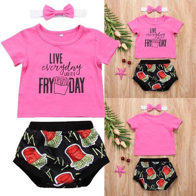 

Cute Toddler Kids Baby Girls Summer Tops T-shirt Shorts Outfits Clothes