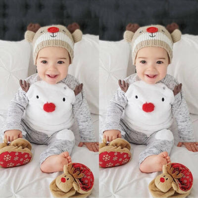 

Christmas Newborn Baby Boy Girl Long Sleeve Reindeer TopsPants Outfits Clothes