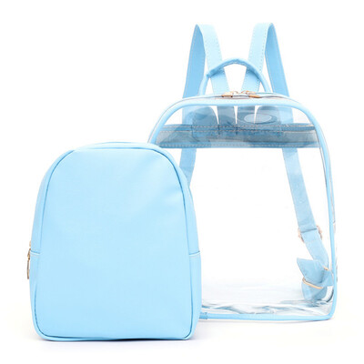 

Tailored 2PCS Womens Ladies Pattern Pure Color Fashion Transparent BackpackSmall Bag