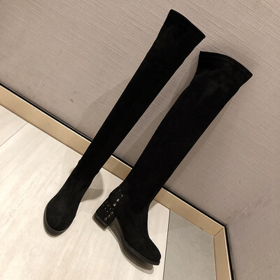 

High-heeled boots women knee-high thick spring&autumn Korean version of Joker autumn boots slim elastic boots