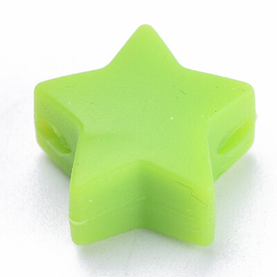 

Food Grade Environmental Silicone Beads Chewing Beads For Teethers DIY Nursing Necklaces Making Star YellowGreen 14x135x8mm