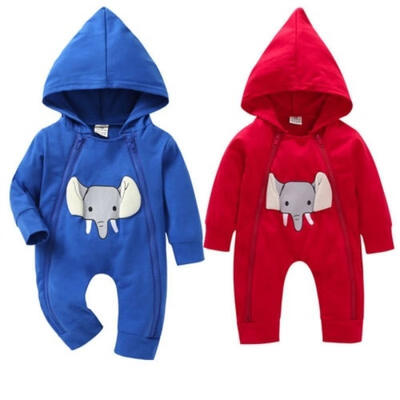 

Cotton Infant Baby Boy Girl Hooded Romper Jumpsuit Autumn Clothes Outfits