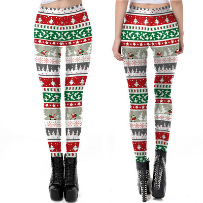 

Tailored Women Xmas Merry Christmas Skinny Elastic Print Fitted Leggings Pencil Pants