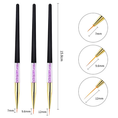 

Toponeto 3pcs Nail Art Dotting Manicure Painting Drawing Polish Brush Pen Tool