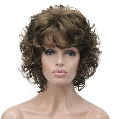 

StrongBeauty Short Wig Soft Tousled Curls Blonde Highlights Full Synthetic Wigs COLOUR CHOICES
