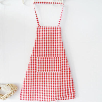 

Greensen Kids Lattice Cotton Pockets Apron BBQ Apron Crafts Baking Chefs Kitchen Drawing