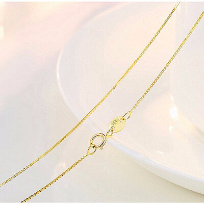 

1mm box chain plated 24K gold necklace womens necklace fashion accessories professional wholesale volume of large preferential