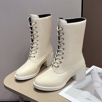 

Boots children short boots women with English wind tie heavy-heeled locomotive boots Martin boots thin boots&single boot