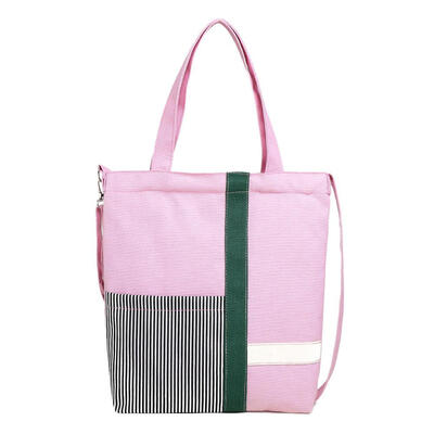 

Canvas Shoulder Messenger Handbags Women Striped Vertical Square Totes