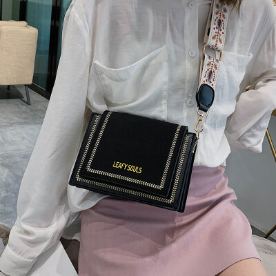 

Simple Scrub Small Bag Korean version of the wild wide shoulder strap foreign womens bag 2019 new small square bag summer Messenger bag