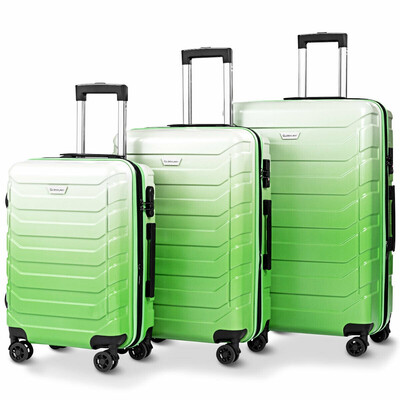 

3PCS Spinner Expandable Suitcase With TSA Lock-Green