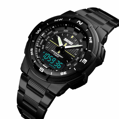 

Gobestart SKMEI Casual Fashion Business Watch Double Display Steel Belt Mens Watch