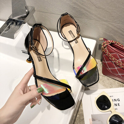 

Summer sandals 2019 new French heels with sexy Internet celebrities&open-toed fairies