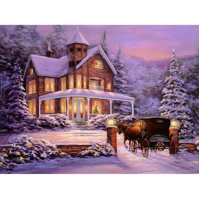

5D Full Diy circular Diamond Painting Mosaic Handmade Winter Scenery Cross Stitch Diamond Diamond Embroidery Christmas