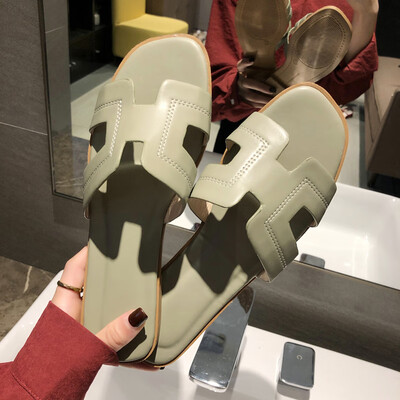 

Summer sandals&slippers women wear fashion lazy slippers with flat soles dragging H slippers