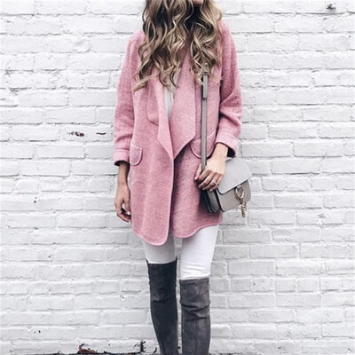 

Female Pullover Open Front Coat Long Outerwear Blouse fashion Womens Long Sleeve Cardigan Woolen hot Jacket vestidos de verano