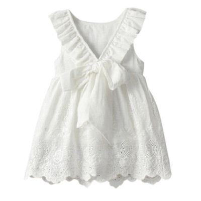 

fashion design childrens dress bow cute solid dress 2-8Y