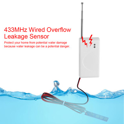 

Water Leakage Detector433MHz Wired Overflow Leakage Sensor Water Level Leak Detector Home Security Alarm Water Leakage Sensor