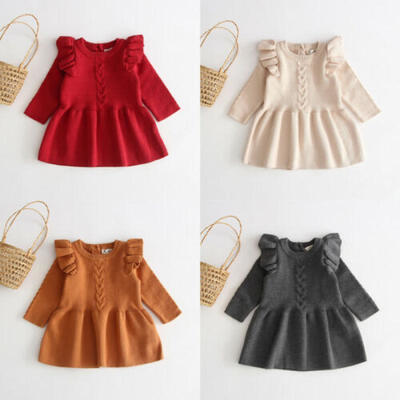 

USA Kids Baby Girls Knitted Sweater Winter Pullovers Crochet Princess Tutu Dress