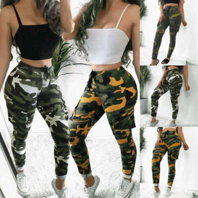 

Womens Ladies Plus Size Stretch Army Camo Camouflage Skinny Jeans Cargo Pants US