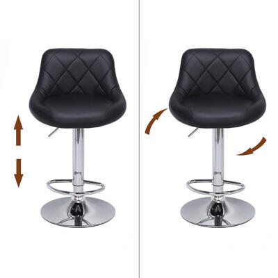 

2PCS Bar Stools PU Leather Hydraulic Swivel Pub Chair Barstool Black