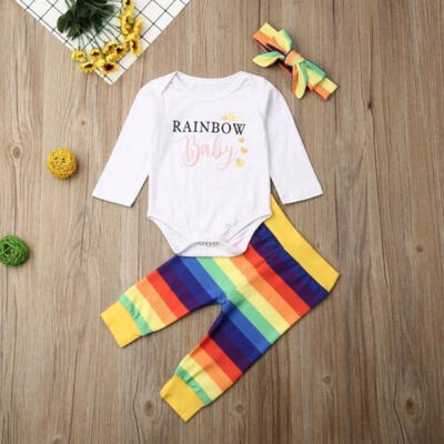 

US Newborn Kid Baby Girl Clothes Romper Pants Leggings Headband Fall Outfit Set