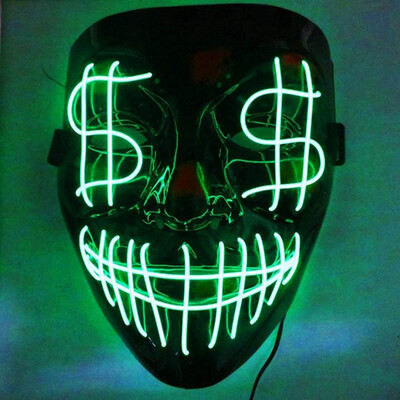 

Halloween Scary Mask Cosplay LED Costume Frightening Glowing EL Wire Light Up Mask For Festival Party Drop ship