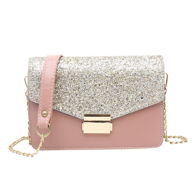 

Women Sequins Small Square Bag Simple Shoulder Messenger Bags High-quality British Designer Chain Crossbody Bag T2G