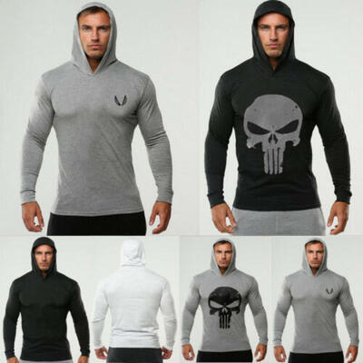 

Men Gym Thin Hoodie Long Sleeve Hoodies Sweatshirt Casual T-Shirt