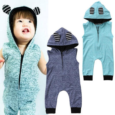 

Casual Newborn Baby Boy Girl Ear Hooded Bodysuit Romper Jumpsuit Outfit Clothes
