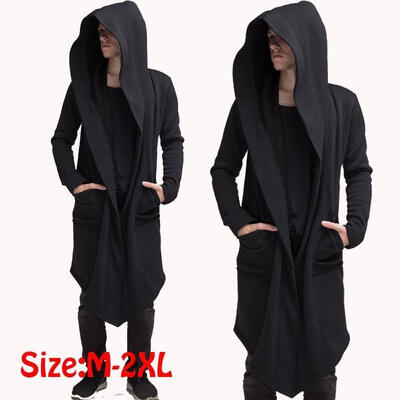 

2019 New Fashion Men&39s Casual Hooded Cape Coat Cosplay Loose Cardigan Long Coat Size -2XL
