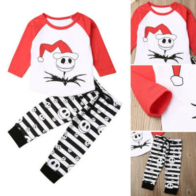 

US Stock Newborn Baby Boy Halloween Clothes Skull T-shirt Pants Leggings Outfits