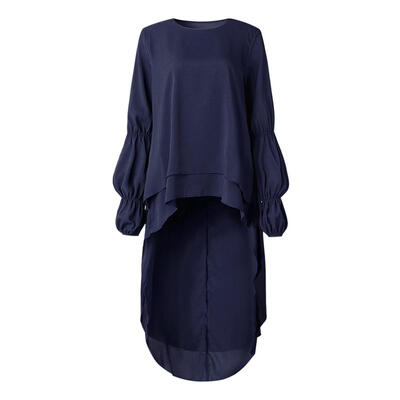 

Spring Casual Ruffle Sleeves Irregular Hem Loose Shirt Dress Women Blouse