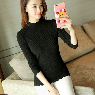 

Winter Autumn Women Tops Knitwear Short Section Of The Semi-High Collar Slim Sweater Women Sweaters And Pullovers