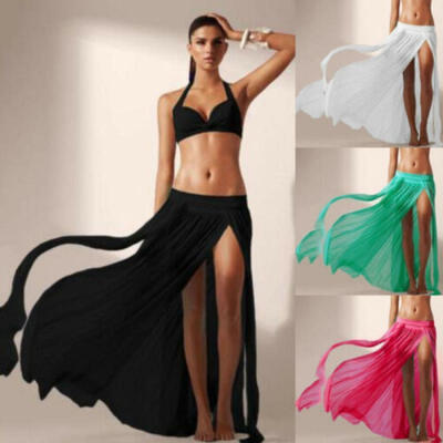 

Womens Chiffon Swimwear Elastic Bikini Cover Up Beach Maxi Skirt Sarong Dress