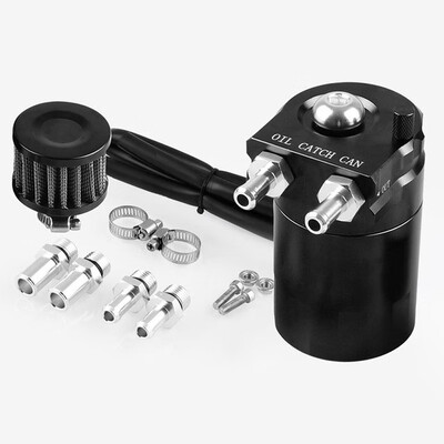 

300ml Baffled Aluminum Oil Catch Can Reservoir Tank Motor Oil Tank With Filter Universal OCC025