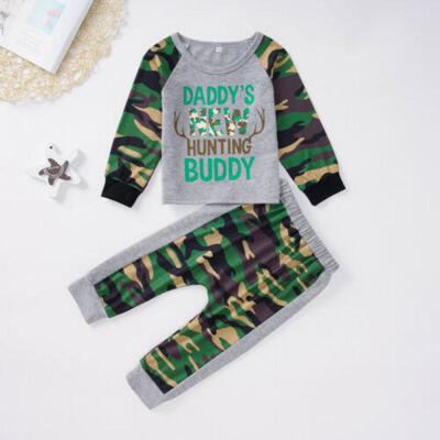 

US Autumn Cute Toddler Kids Boys Camouflage Long Sleeve T-ShirtPants Clothes