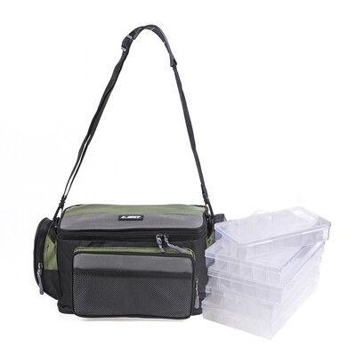 

Fishing Bag Multifunctional Outdoor Fishing Tackle Bag Pack Fishing Reel Lure Storage Shoulder Bag with 5 Tackle Boxes