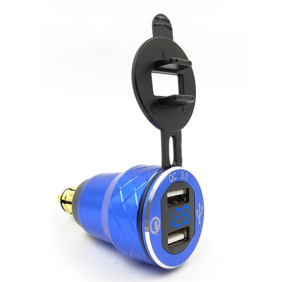

Aluminum Alloy Quick Charge 30 Dual USB charger for BMW Motorcycle Triumph Tiger Ducati Voltmeter QC30 DIN Hella Socket to USB