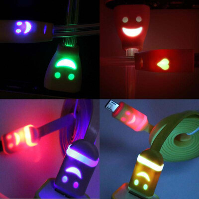 

Micro usb data sync charger cable flat samsung HTC smiling face