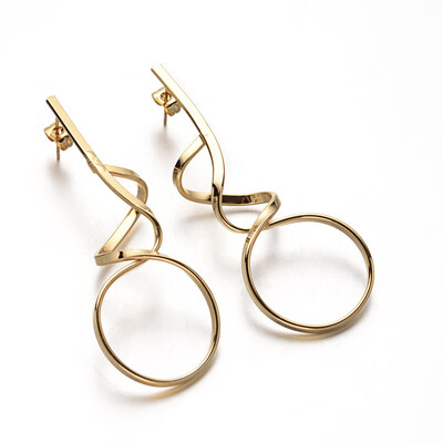 

Unique Design 304 Stainless Steel Stud Earrings Golden 675x24mm Pin 08mm