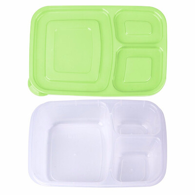

Outdoor Lunch Container 3-Comparment Reusable Plastic Bento Lunch Box