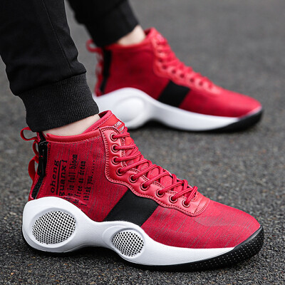 

Spring&autumn breathable wear-resistant basketball shoes running sports shoes trend mens high help
