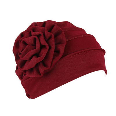 

Floral Muslim Hijab Cap Solid Color Stretch Chemo Turban Hat Women\s Head Scarf