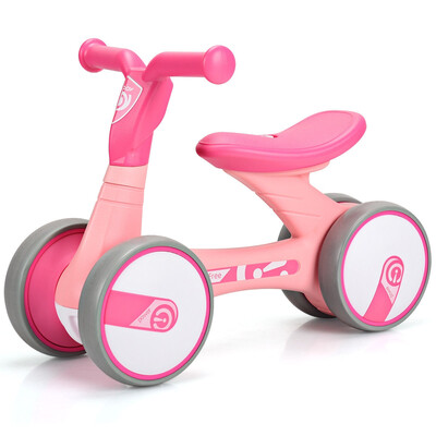 

4 Wheels Kids Rides No-Pedal Walker Balance Bike-Pink