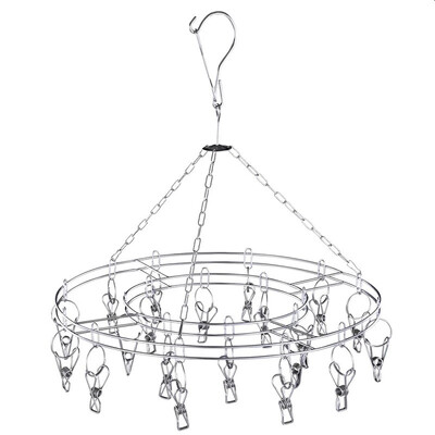 

Additives hangers 20 clips drying racks stainless steel round clothespin drying rack windproof disc solid long socks rack drying rack WG-1275